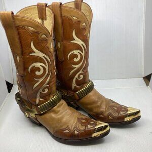 Vtg 1990s TRES OUTLAWS cowboy western rockabilly rock glamour mens boots sz 11 E